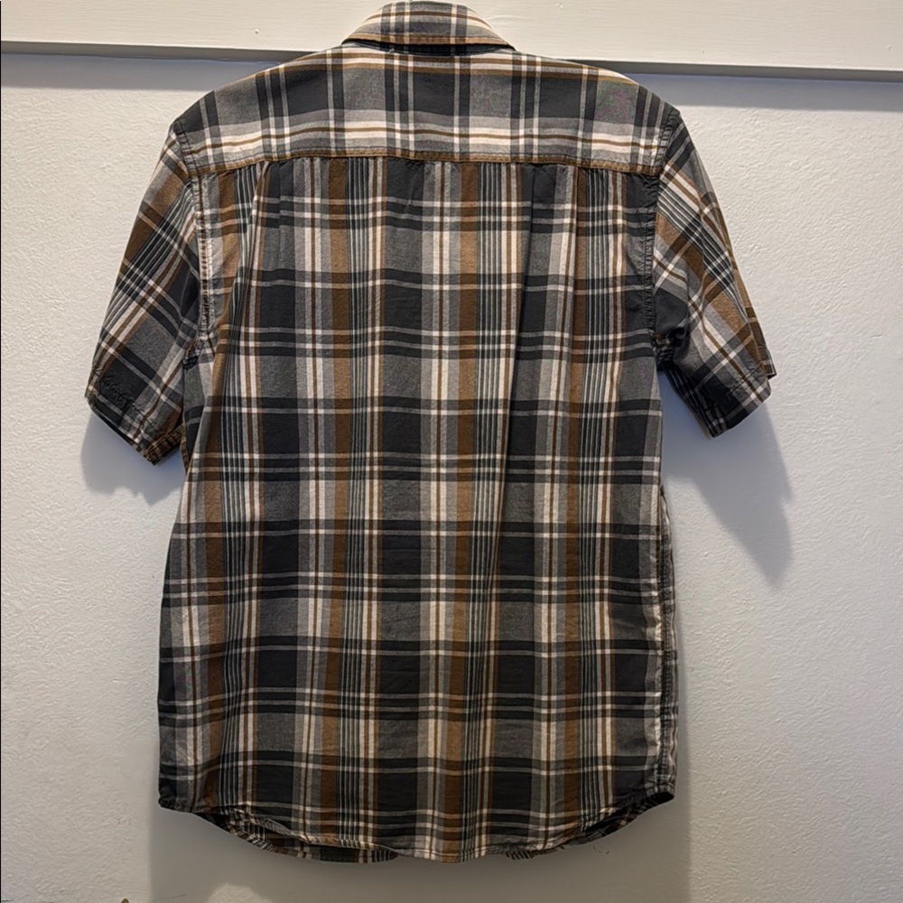 Carhartt Men's Plaid Short Sleeve Shirt - Brown and Gray - Picture 3 of 3